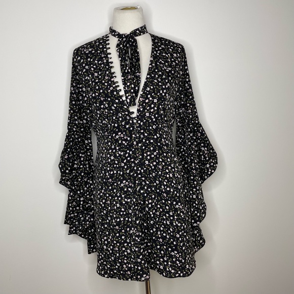 Blush Dresses & Skirts - Blush- Black Floral Long Sleeve Dress